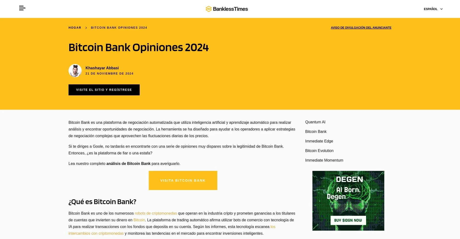 Bitcoin Bank Opiniones España: ¿es una estafa o es fiable y seguro?